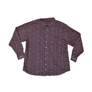 SYNRGY Floral Button Down Shirt Navy Blue Regular Size L
